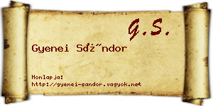 Gyenei Sándor névjegykártya